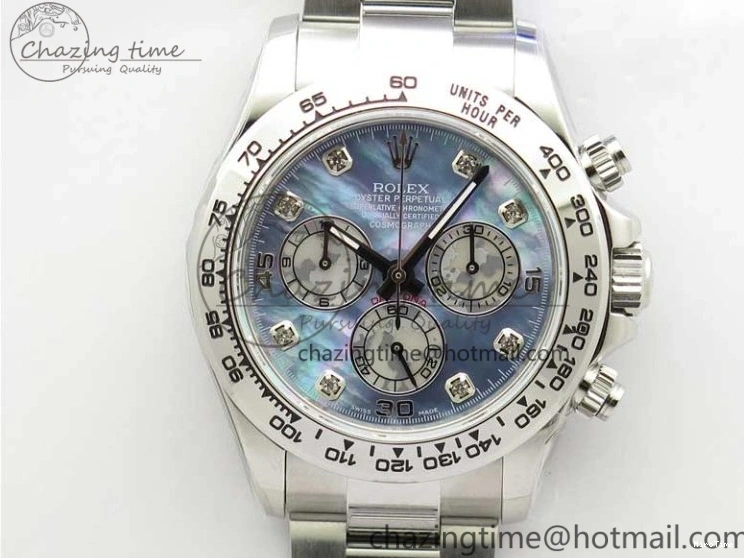 MiroTime 0319 TechFriendly Daytona 116520 SS UBF Best Edition Ice Blue MOP Crystal Markers Dial on SS Bracelet A 2938